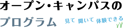 オープンキャンパスのプログラム